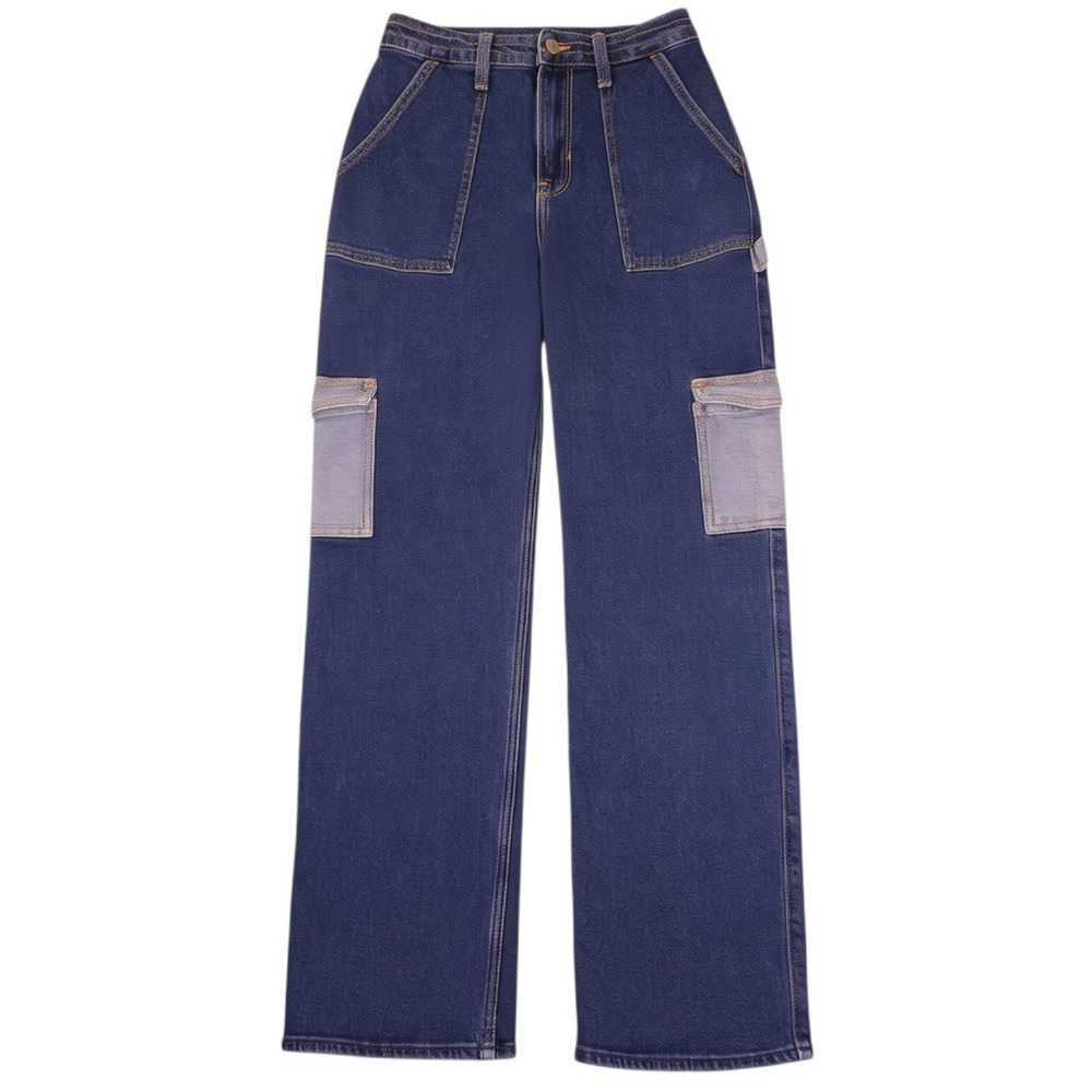 Hollister Dad Jeans Womens 1 25 Blue Cargo Carpenter Utility Ultra High Rise